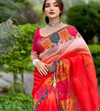 অরিজিনাল চান্দেরি সিল্ক শাড়ি